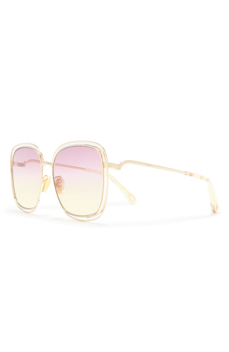 Chloé 53mm Gradient Rectangular Sunglasses, Alternate, color, 