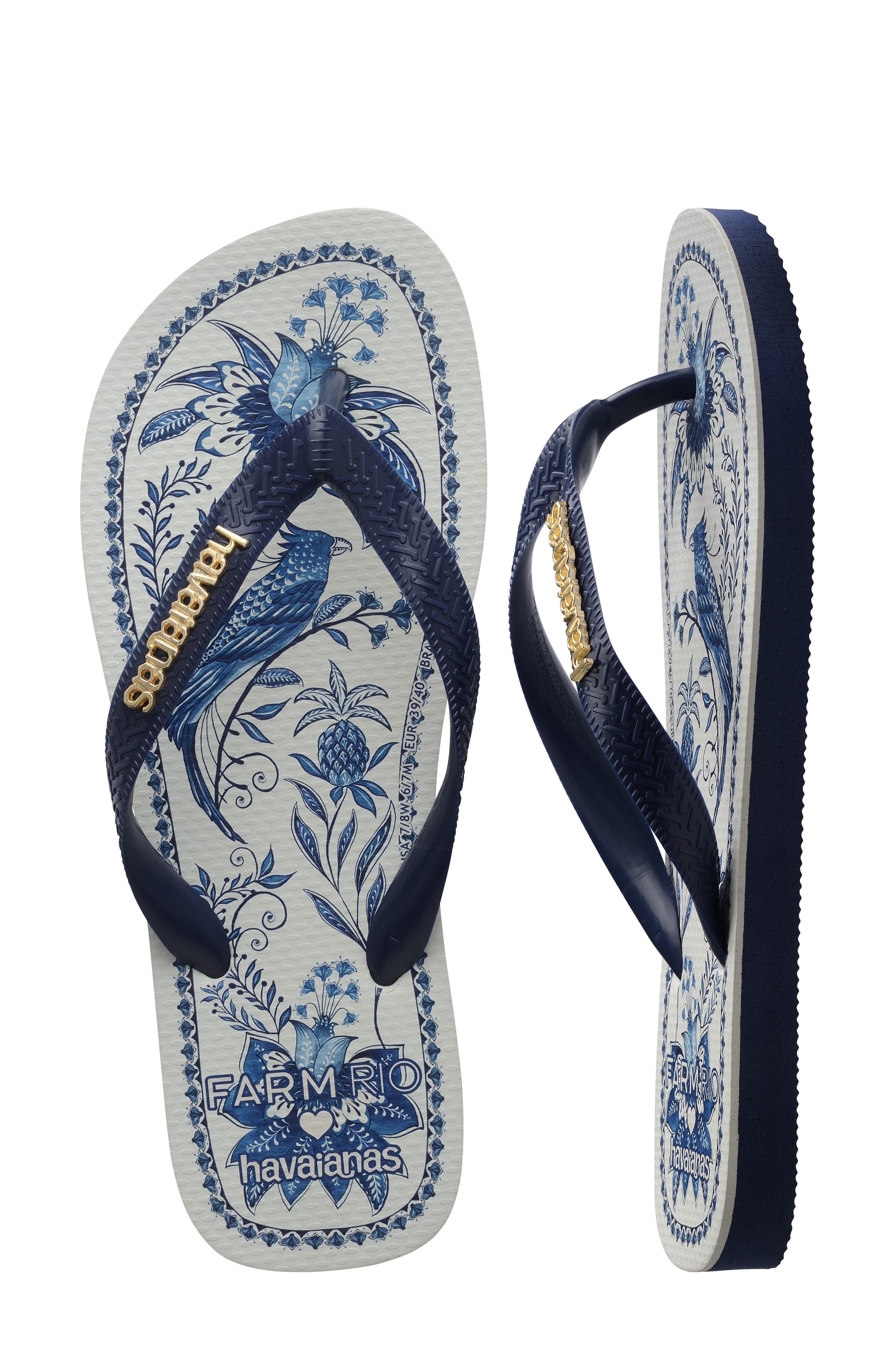 Havaianas x FARM Rio Nina Flip Flop, Alternate, color, Navy Blue