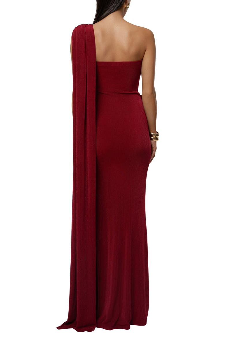 Golden Veil Maxi Dress, Alternate, color, Red
