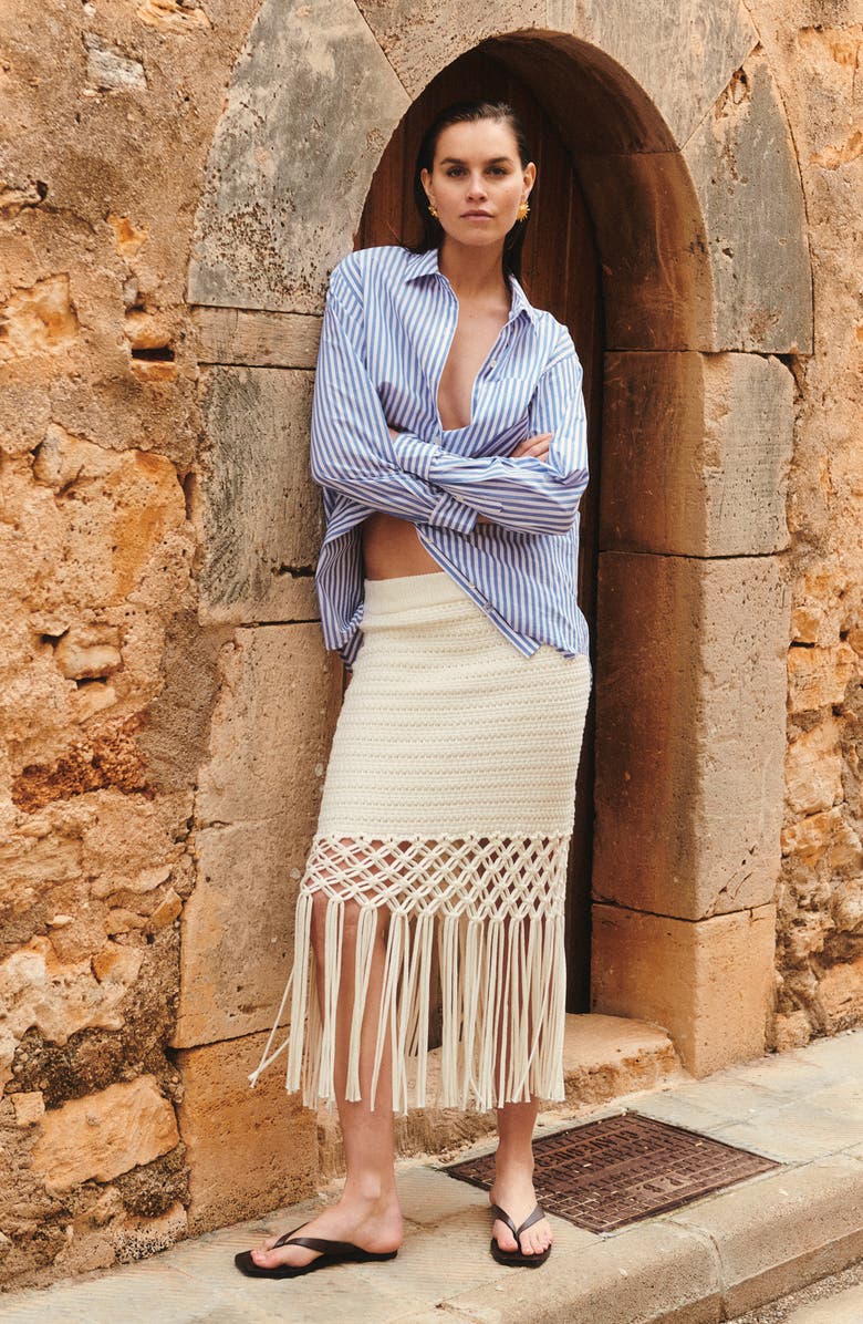 Rails Sevilla Fringe Accent Knit Skirt, Alternate, color, White