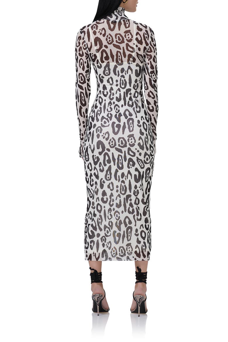 Shailene Turtleneck Long Sleeve Mesh Dress, Alternate, color, STARK LEOPARD