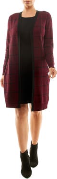 Nina Leonard Twofer Windowpane Sweater Sheath Dress