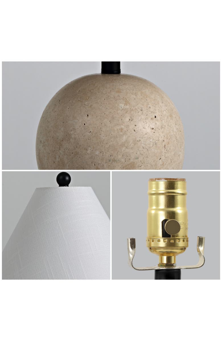 JONATHAN Y Liza 16" Modern Minimalist Travertine Globe LED Table Lamp, Alternate, color, 