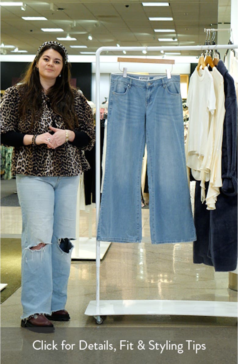 Faux Pearl Trim Wide Leg Jeans, sales video thumbnail