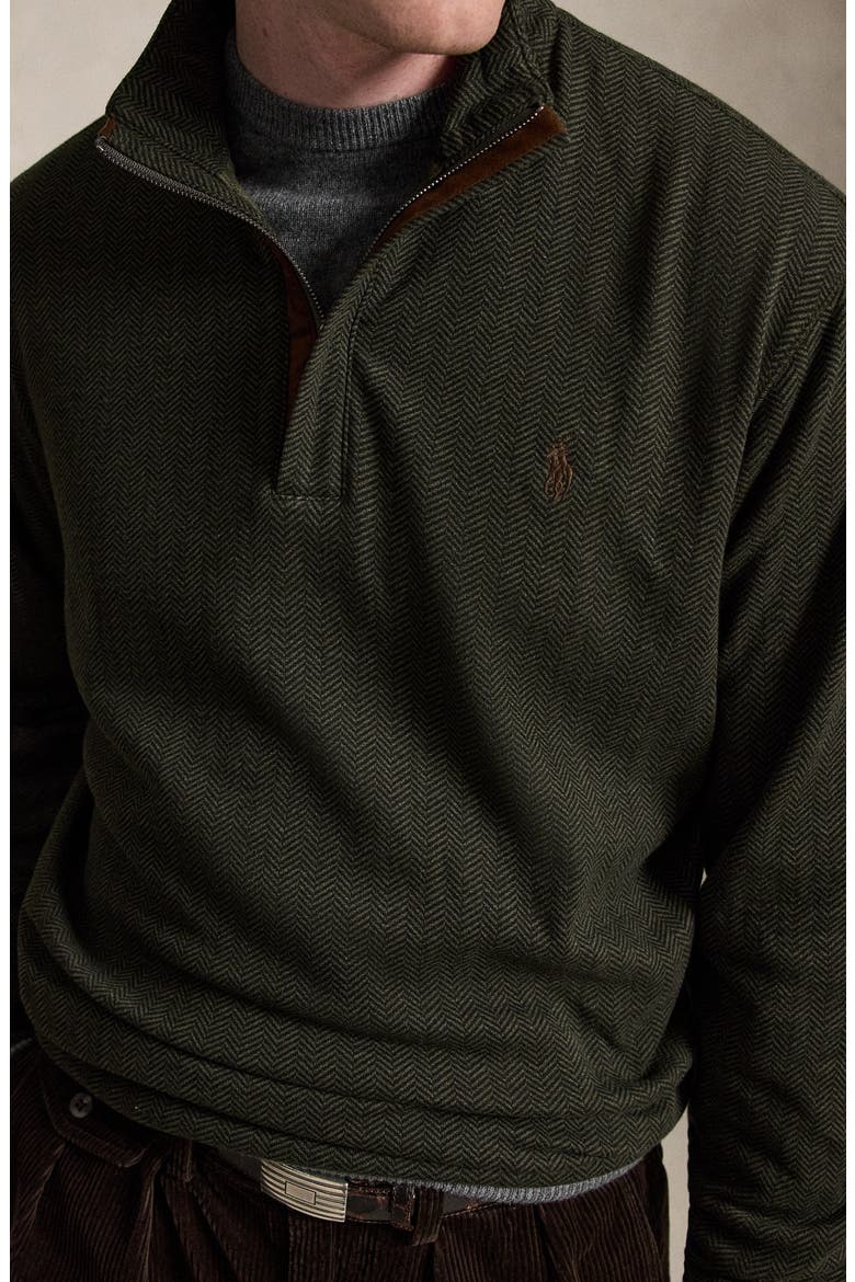 Herringbone Quarter Zip Pullover, Alternate, color, GREEN MULT
