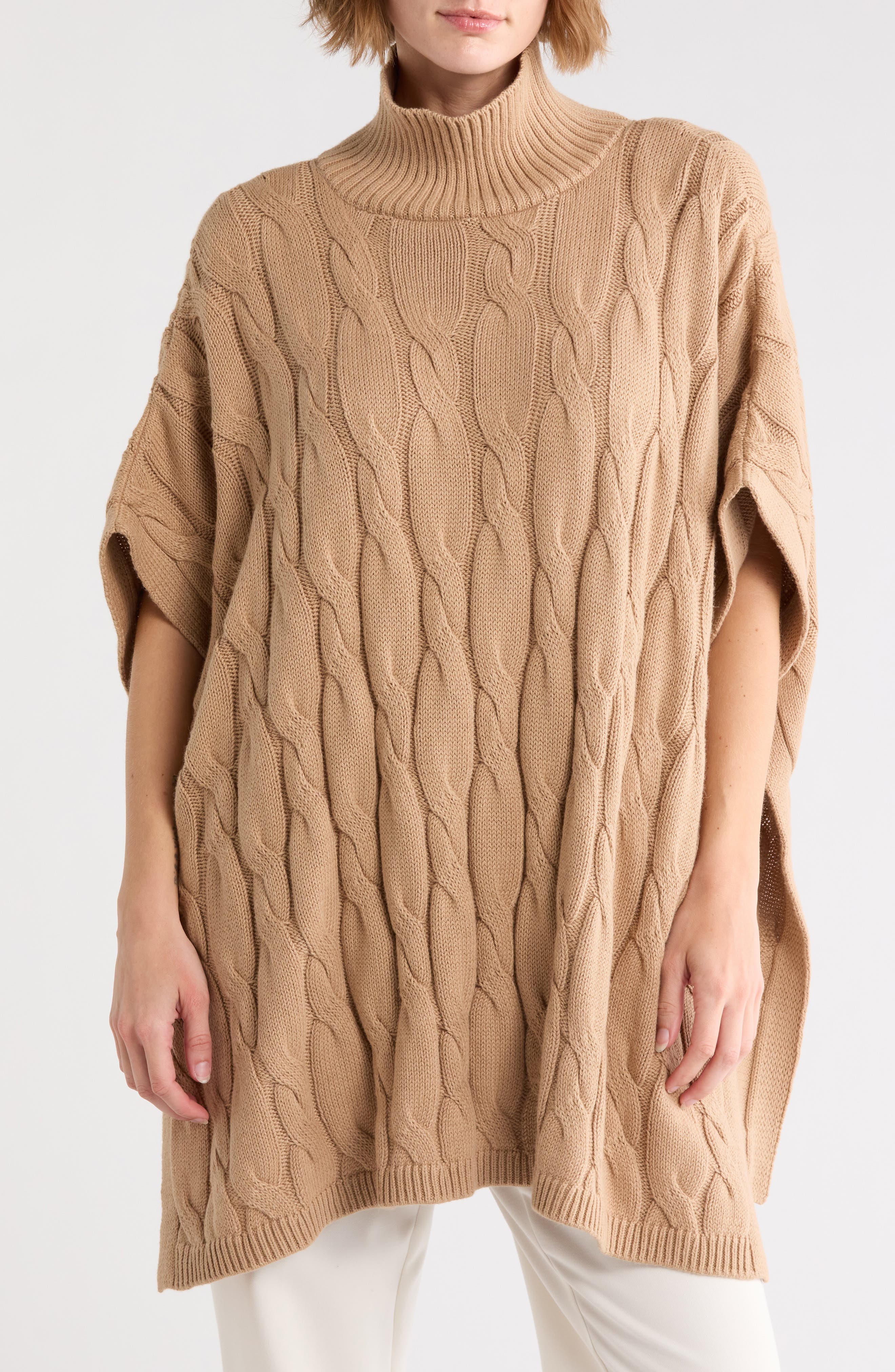 Cable Knit Sweater Poncho