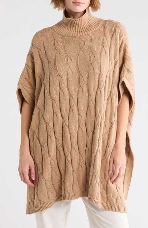 Cable Knit Sweater Poncho