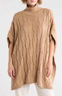 Cable Knit Sweater Poncho