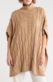 Eileen Fisher Cable Knit Sweater Poncho