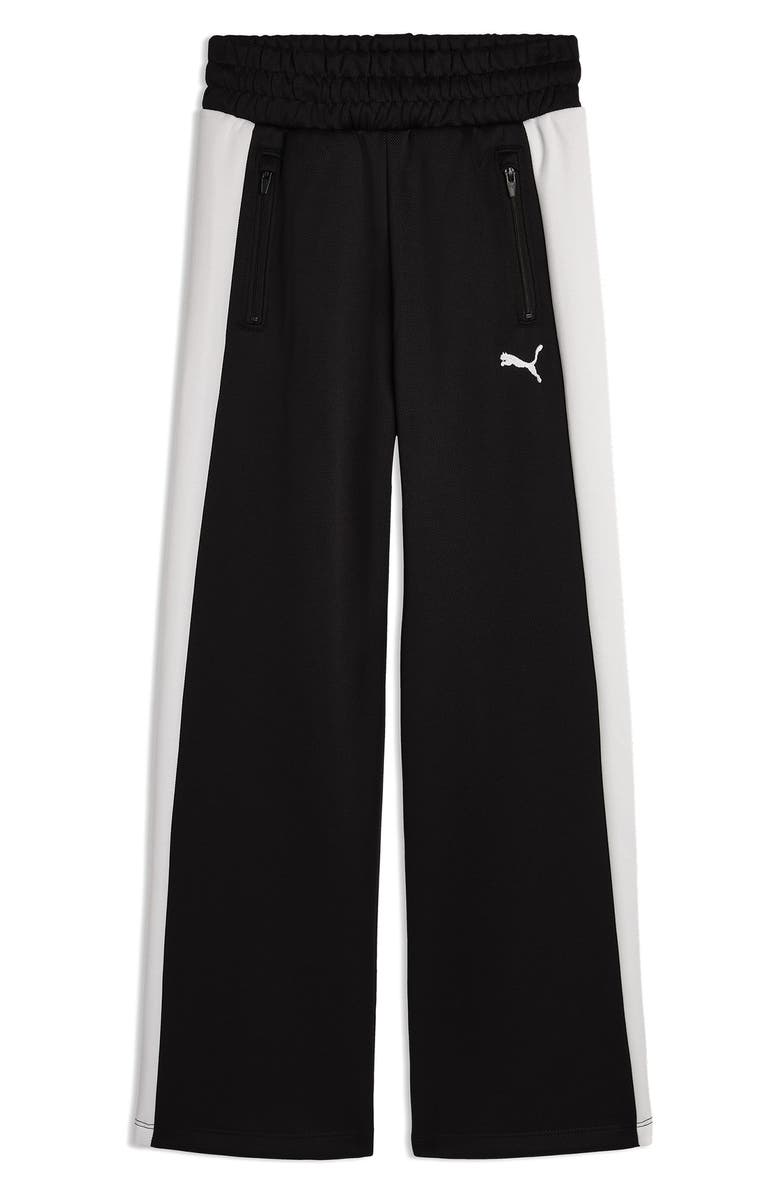 PUMA Kids' T7 Foundations Straight Leg Piqué Track Pants, Main, color, Black