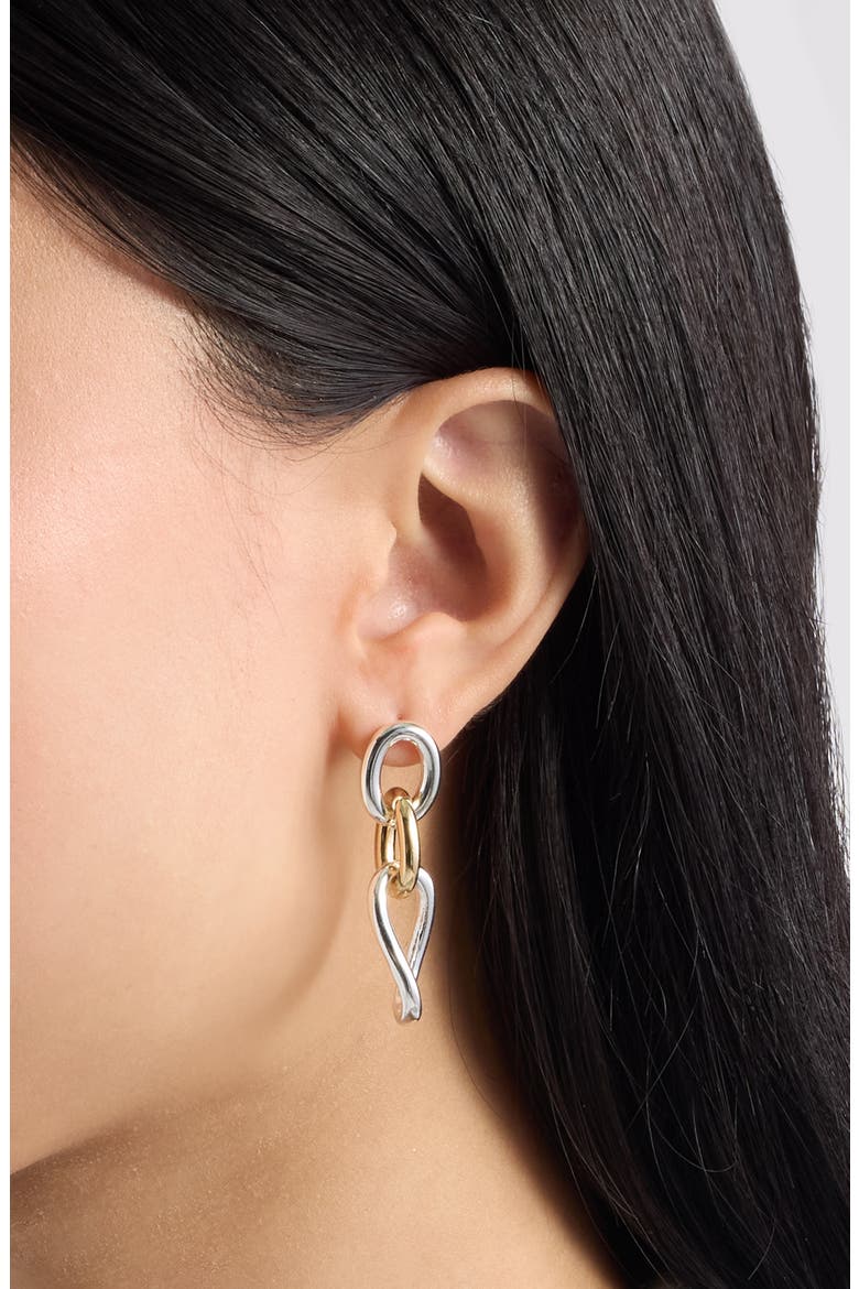 Two-Tone Twist Link Drop Earrings, Alternate, color, GOLD- SILVER