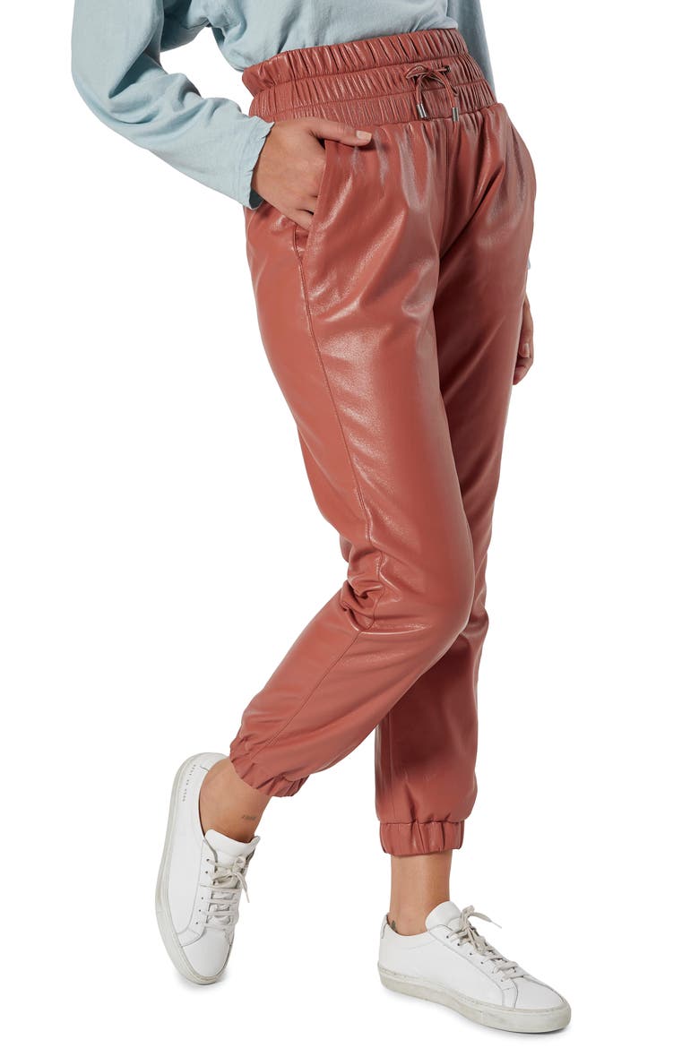 Wadley Faux Leather Pocket Joggers, Alternate, color, BURNT CLAY
