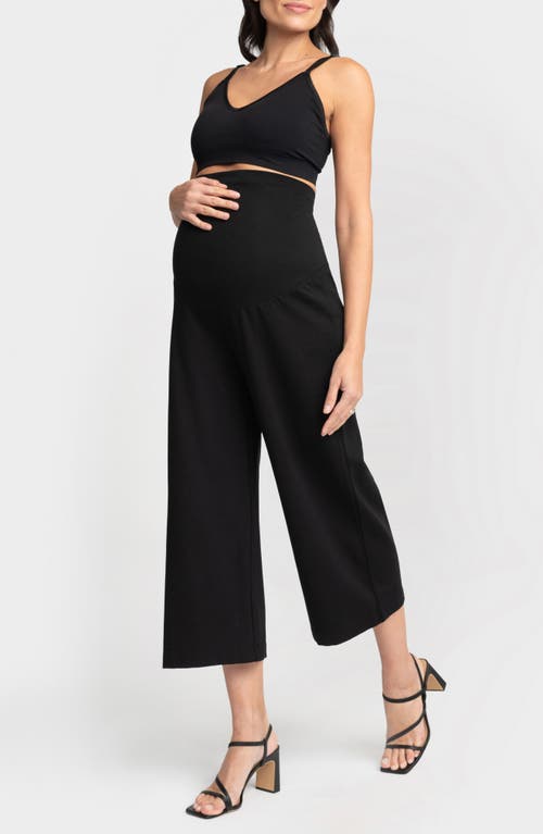 Seraphine Over The Bump Wide Leg Maternity Crop Pants In Black