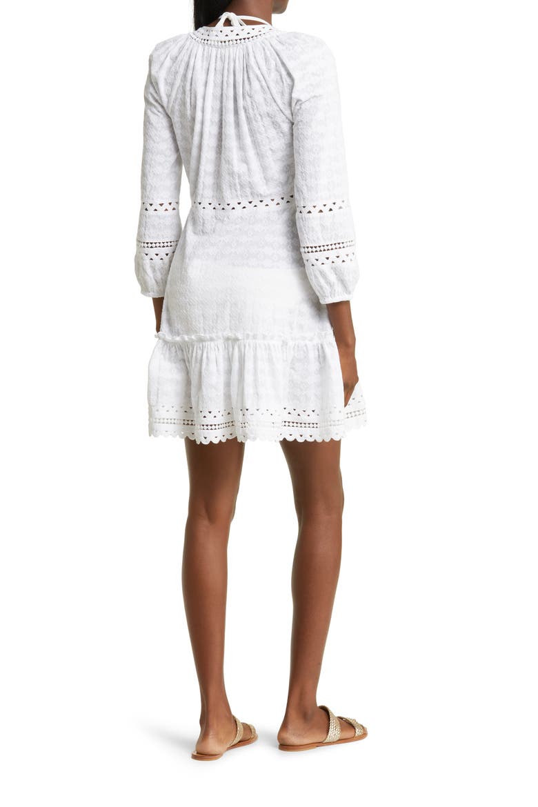 Daeja Embroidered Cotton Cover-Up Dress, Alternate, color, WHITE