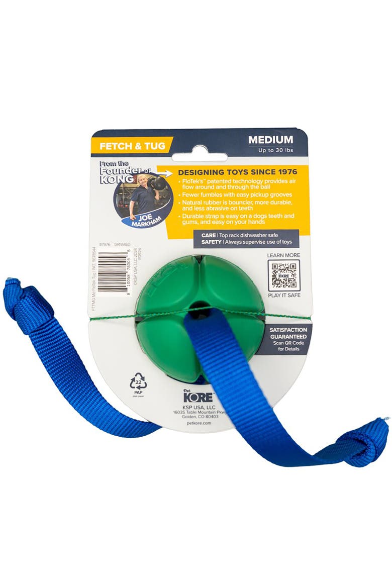 FloTex Tug, Medium, 2.5 Inch, Green, Rubber Dog Toy, Alternate, color, Green