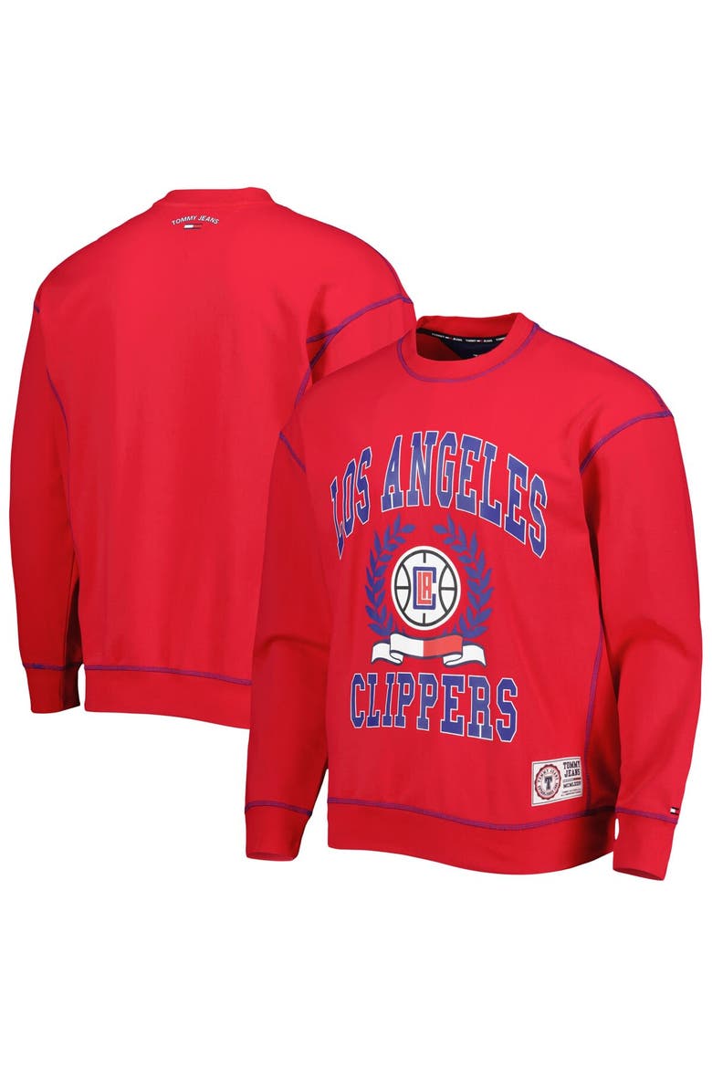 Men's Tommy Jeans Red LA Clippers Peter French Terry Pullover Crew Sweatshirt, Main, color, Red