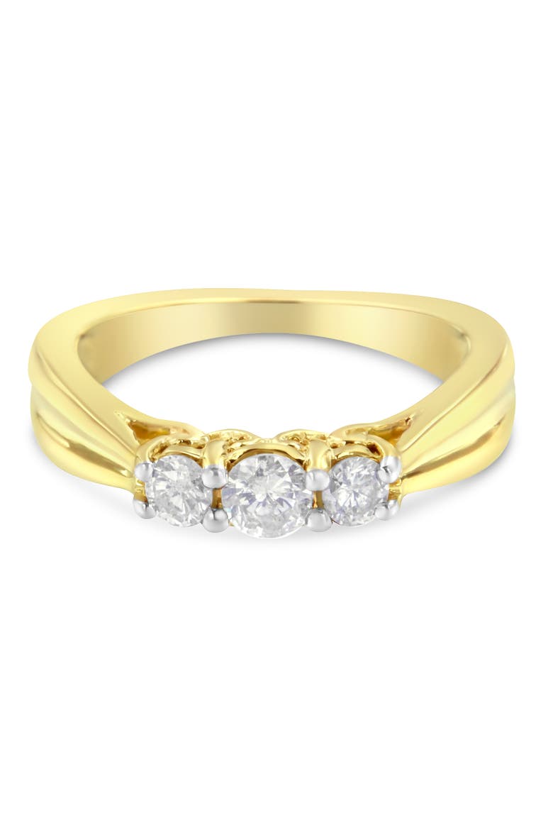 10K Yellow Gold Three-stone 1/2 Cttw Diamond Ring, Alternate, color, Yellow Gold