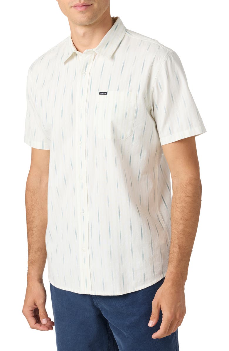 O'Neill Seafaring Ikat Short Sleeve Cotton Button-Up Shirt, Alternate, color, 
