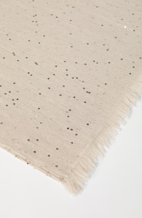 Brunello Cucinelli Cashmere And Silk Diamond Yarn Scarf In Beige