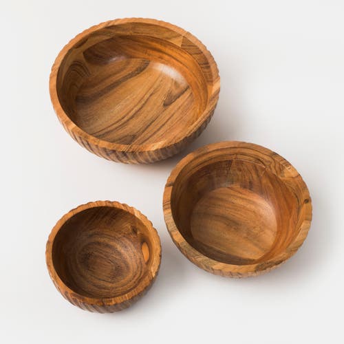 Mela Artisans Stria Acacia Wood Bowls