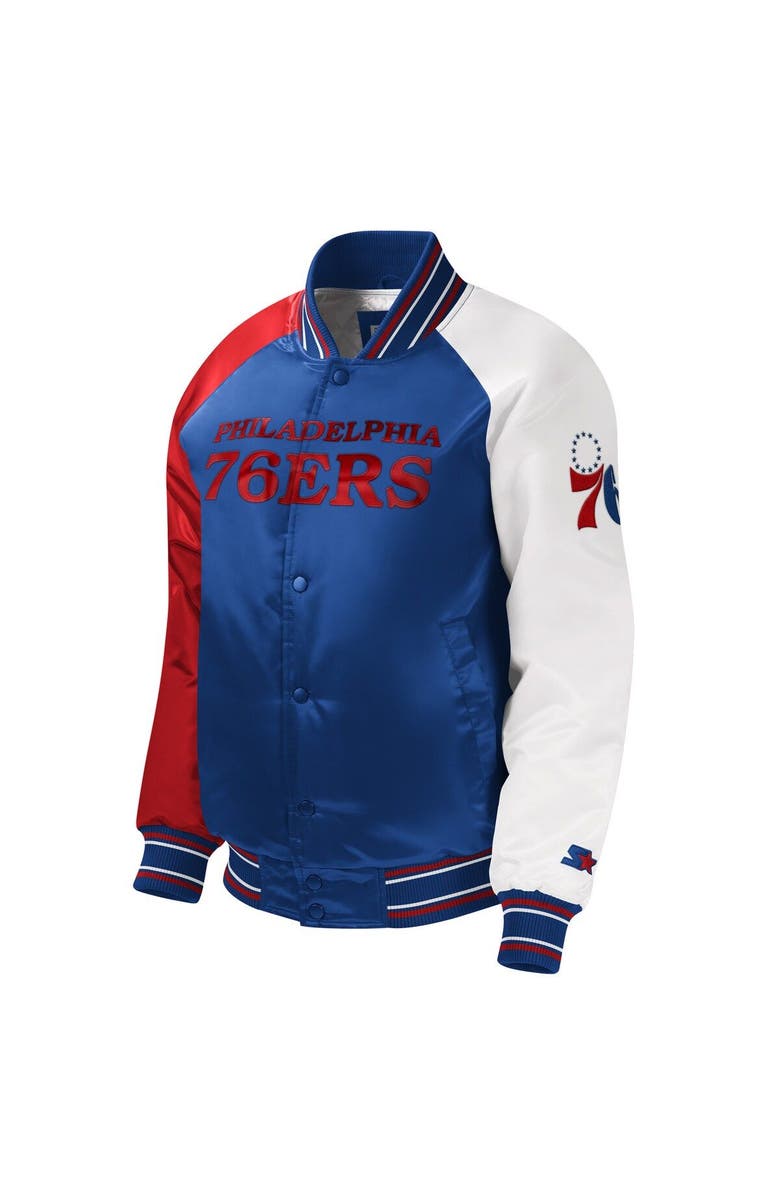 STARTER Youth Starter Royal Philadelphia 76ers Raglan Full-Snap Varsity Jacket, Alternate, color, Royal