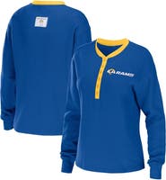 WEAR by Erin Andrews Women's WEAR by Erin Andrews Royal Los Angeles Rams Waffle Henley Long Sleeve T-Shirt