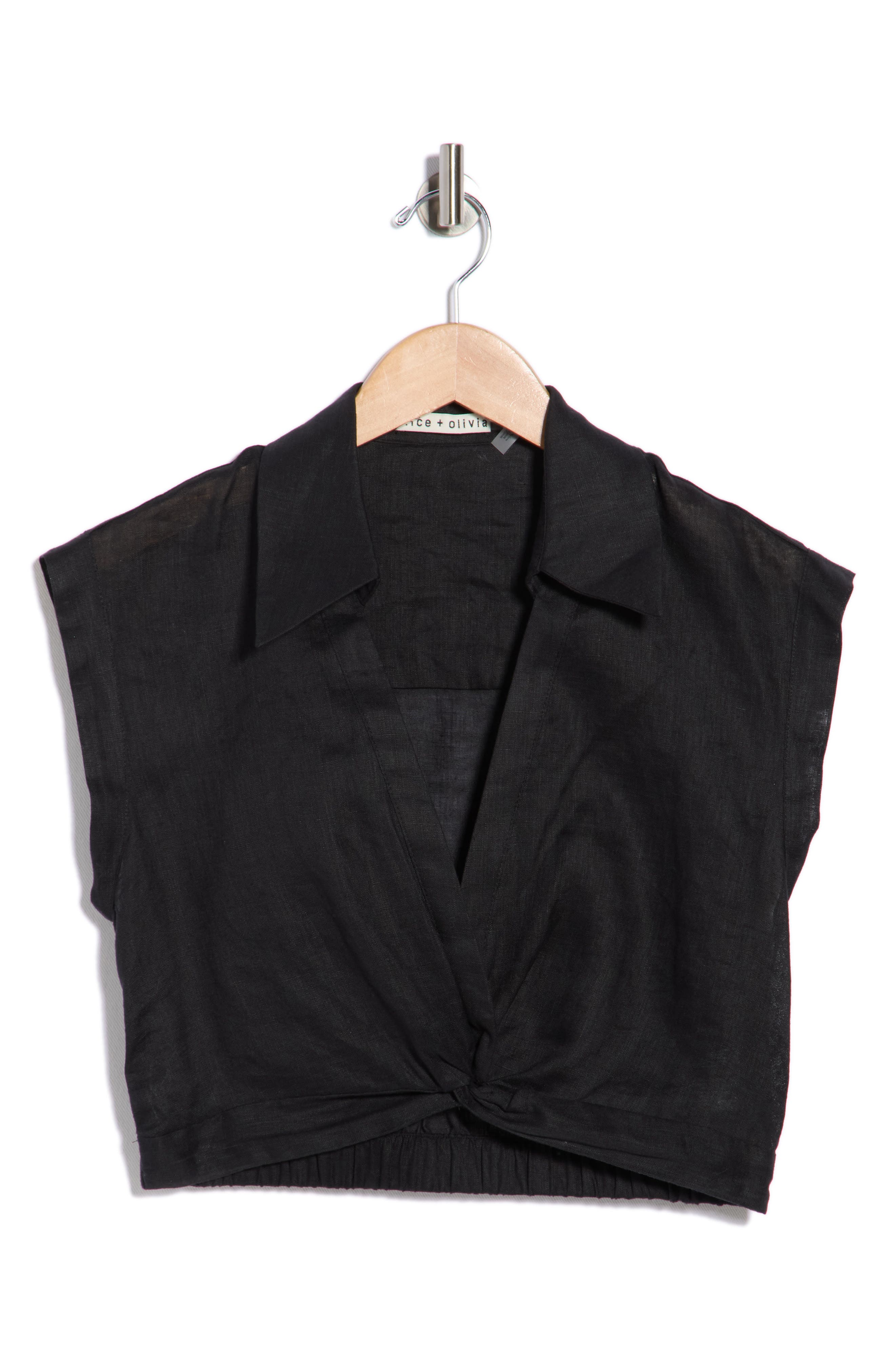 Alice + Olivia Mila Deep-V Twist Top