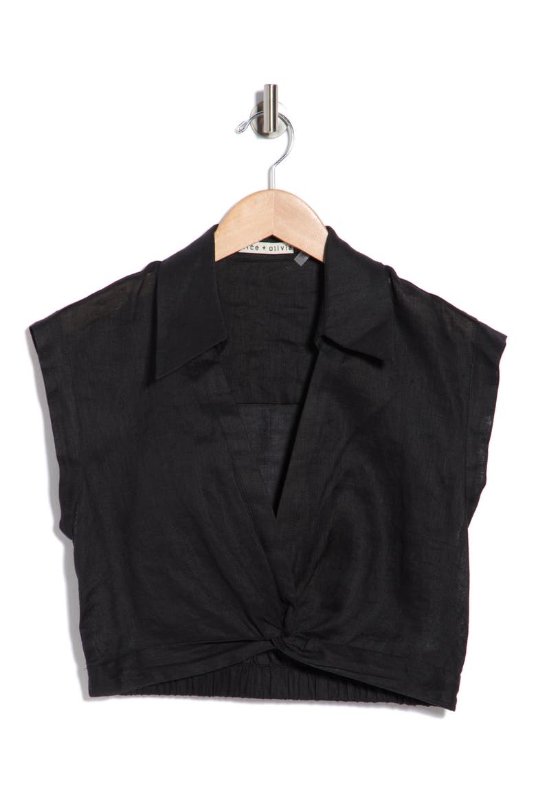 Mila Deep-V Twist Top, Alternate, color, BLACK
