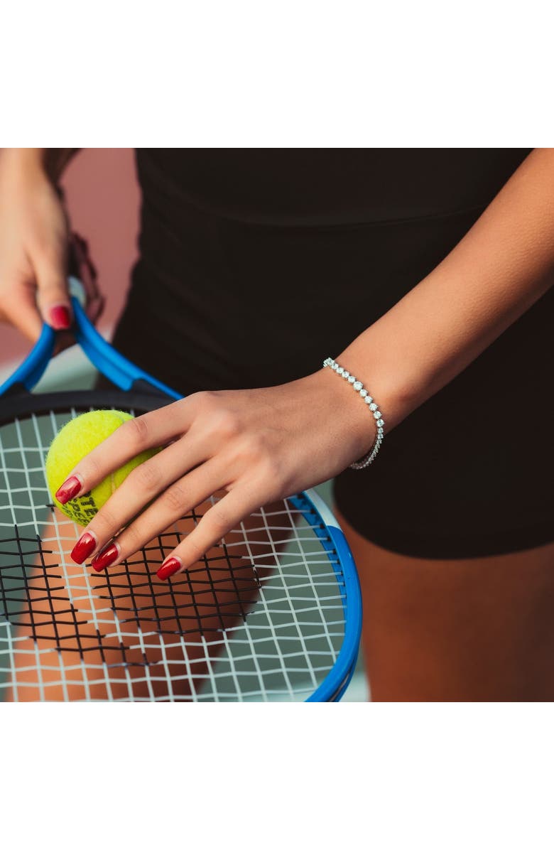 Spero London Gradual Size Gemstone Sterling Silver Tennis Bracelet, Alternate, color, Silver