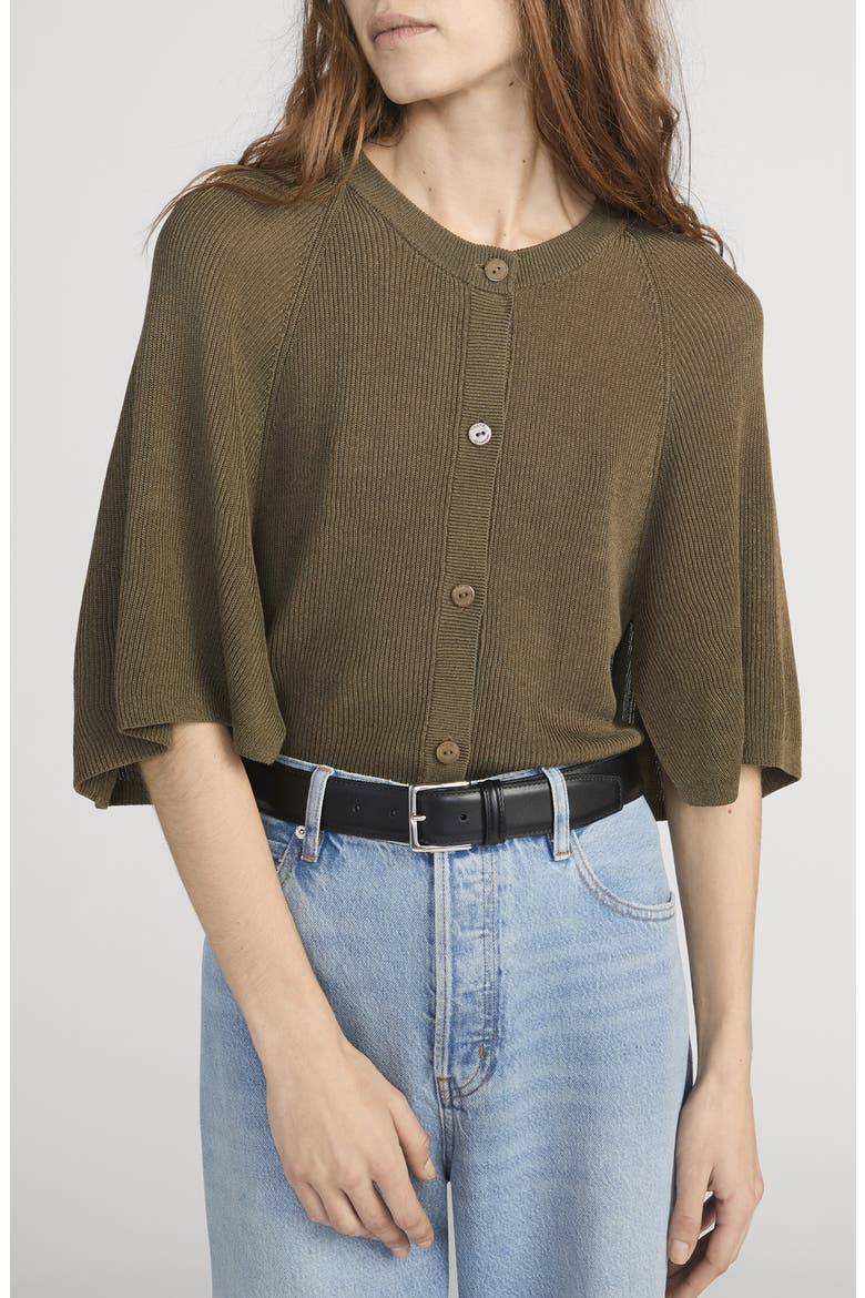 The Flounce Sweater, Main, color, MILITARY GREEN