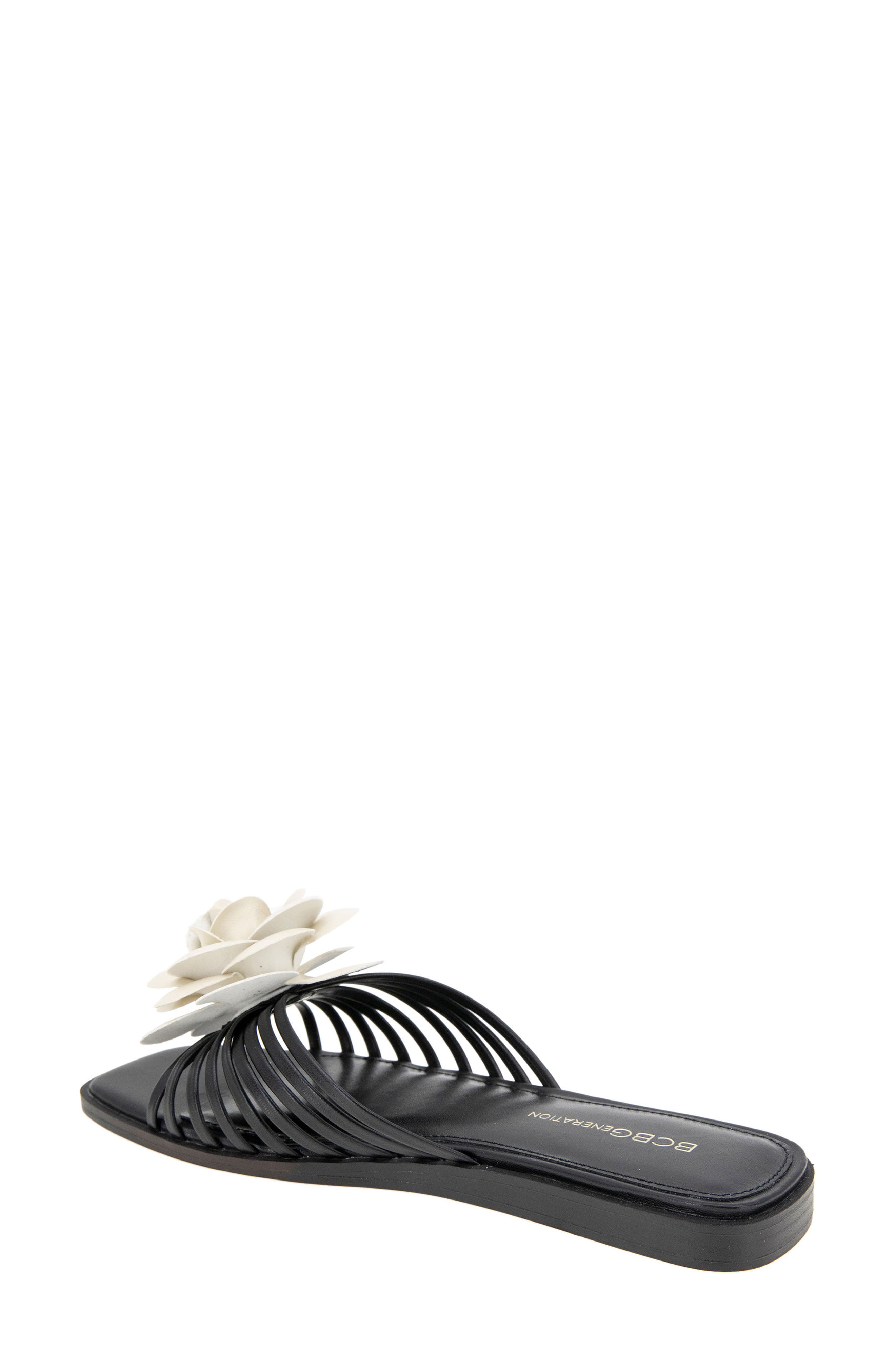 BCBGeneration Masha Flower Appliqué Sandal, Alternate, color, Black-Bianca