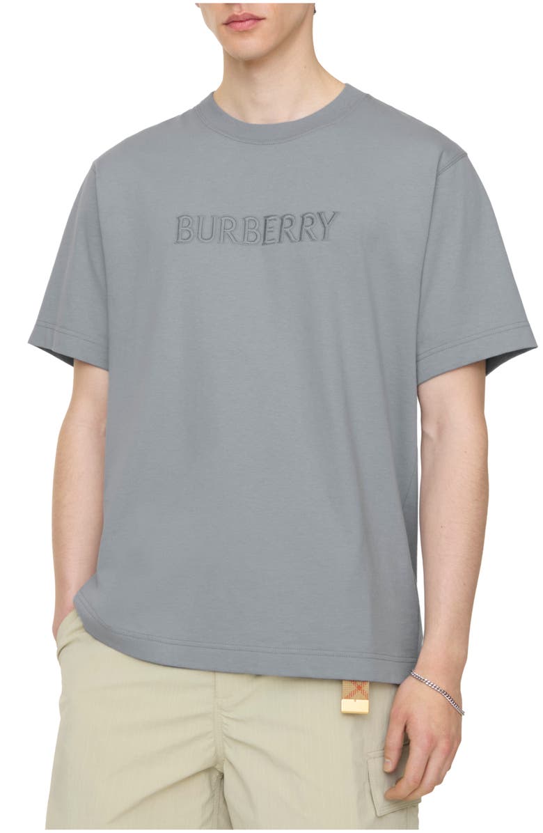 Burberry Logo Cotton T-shirt, Main, color, Forecast Grey
