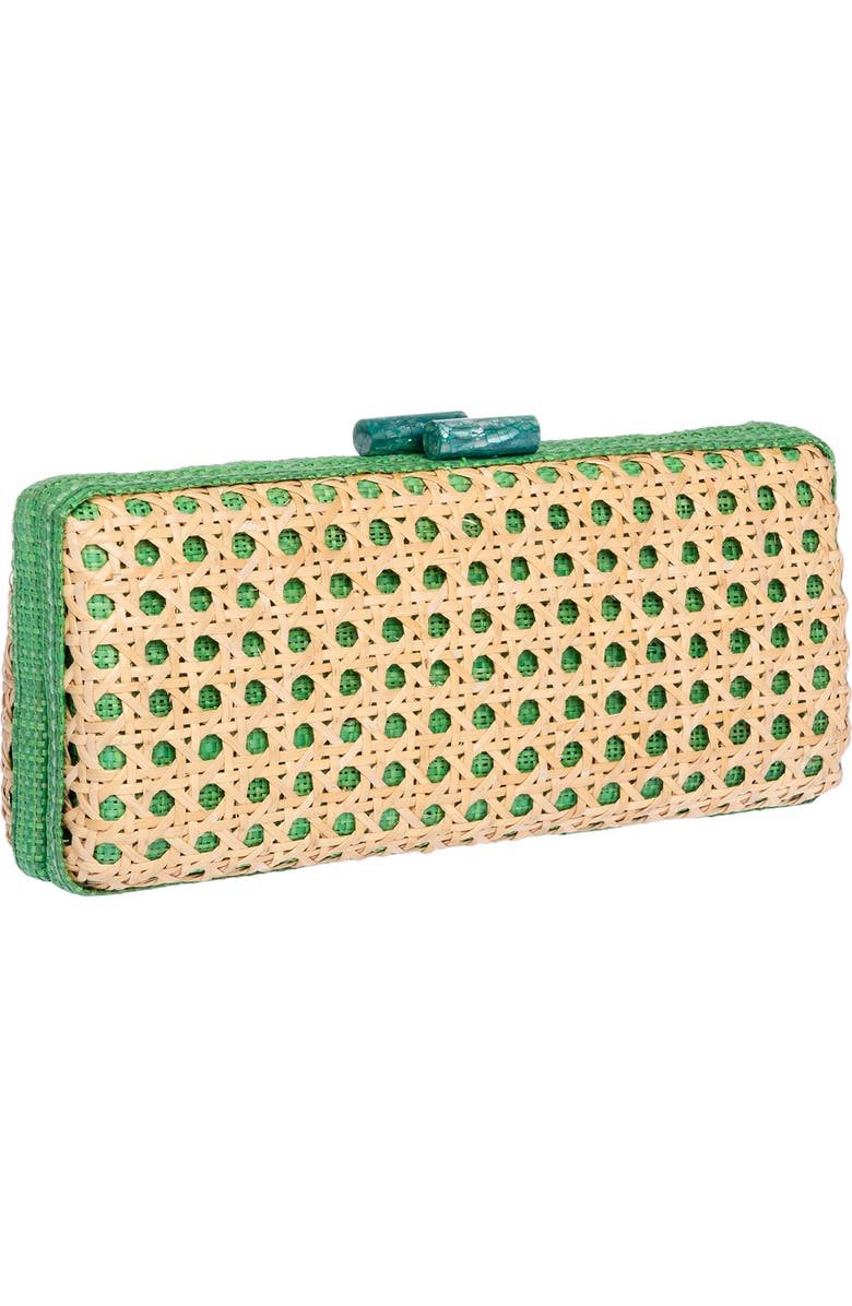 Rafe New York Alessandra Rattan Long Clutch, Alternate, color, Green