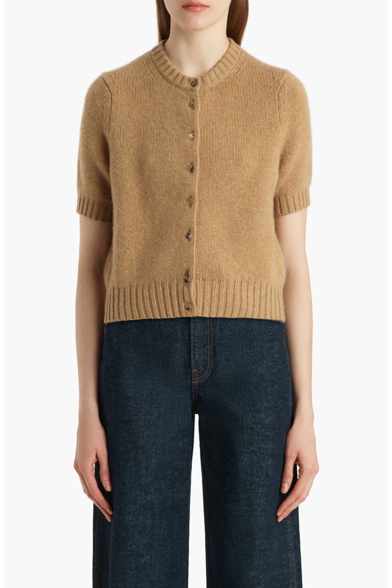 The Nora Short Sleeve Cashmere Cardigan, Main, color, BISCOTTI