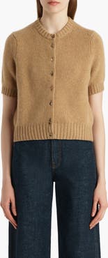 Khaite The Nora Short Sleeve Cashmere Cardigan