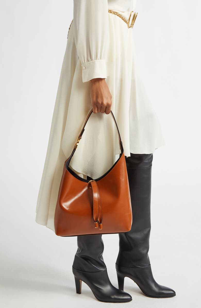 Chloé Small Marcie Leather Hobo Bag, Alternate, color, 26M Clay Brown