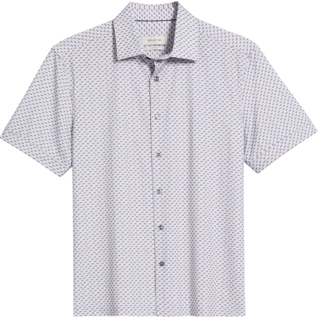 Bugatchi Miles Ooohcotton® Abstract Print Short Sleeve Button-up Shirt In Lilac
