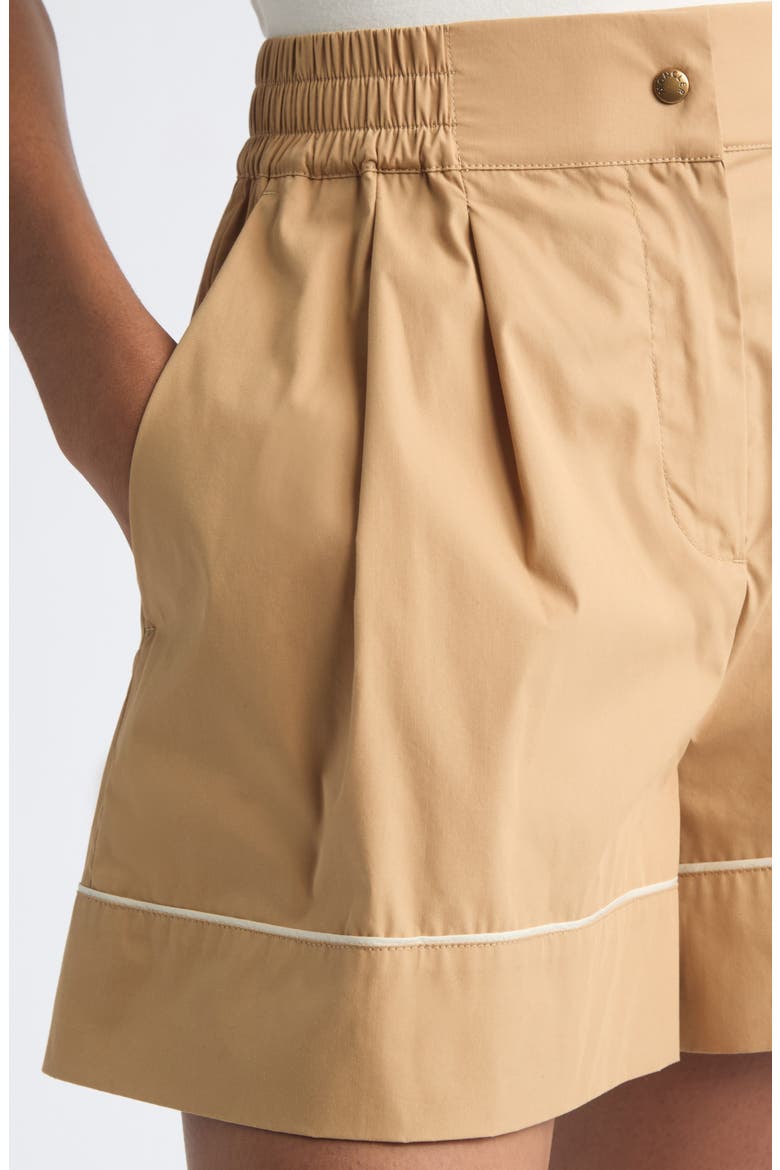 Piped Cotton & Nylon Shorts, Alternate, color, BEIGE