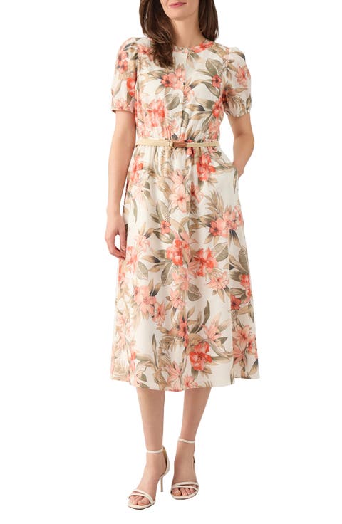 Floral Puff Sleeve Cotton Midi Dress (Regular & Petite)