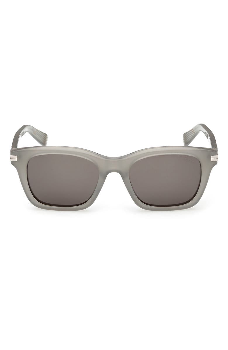 ZEGNA 54mm Rectangular Sunglasses, Main, color, Grey / Smoke