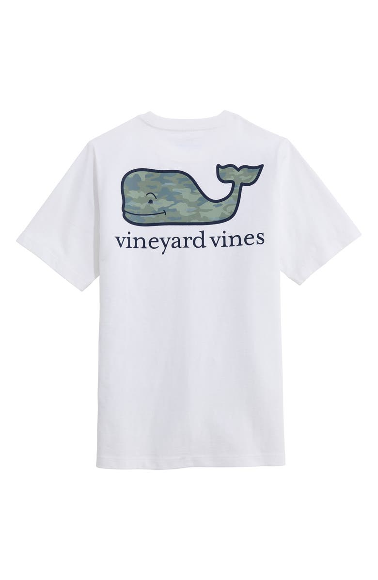vineyard vines Kids' Whale Camo Fill Pocket Graphic T-Shirt, Alternate, color, White Cap