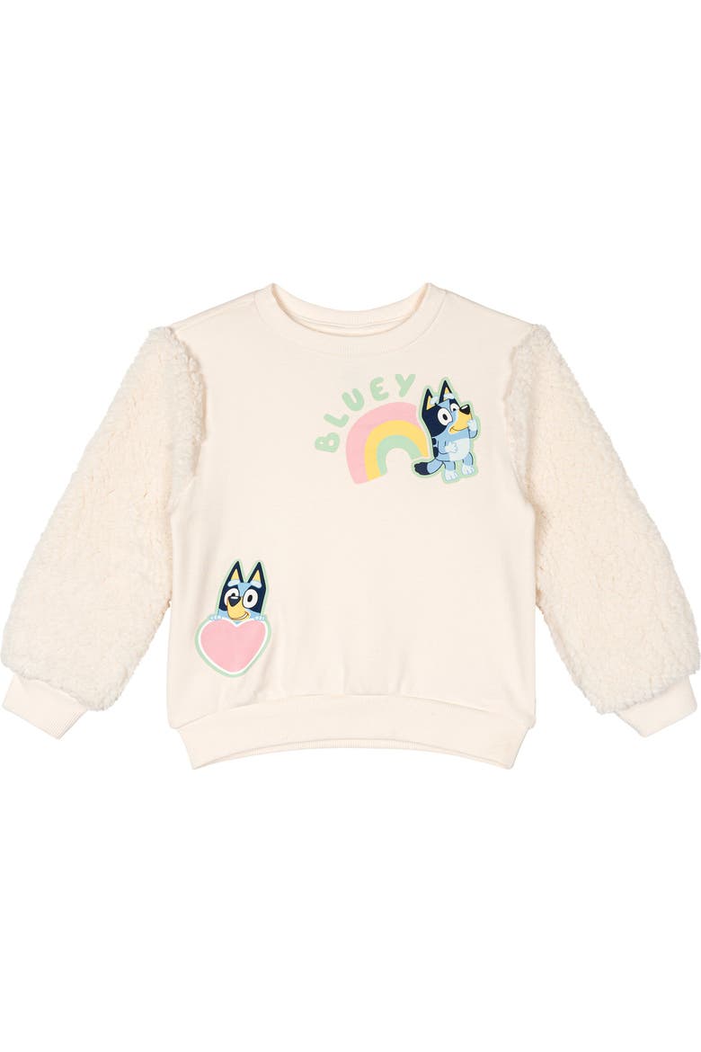 2-Piece Fleece Sweatshirt and Leggings Set, Alternate, color, Cream Mint Bluey