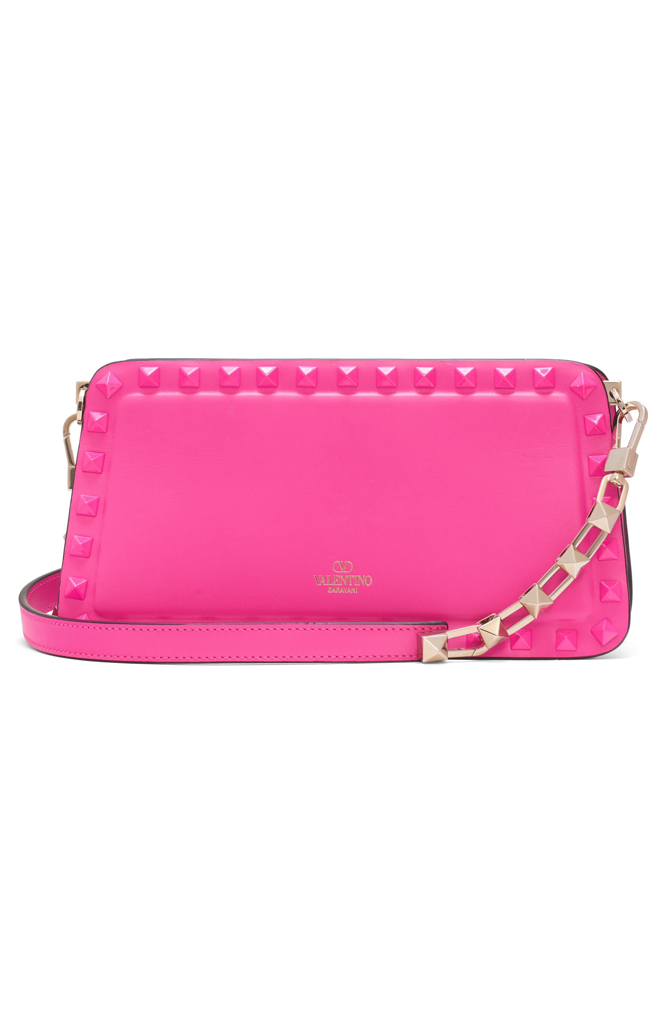 Valentino Garavani Rockstud Leather Clutch, Alternate, color, 
