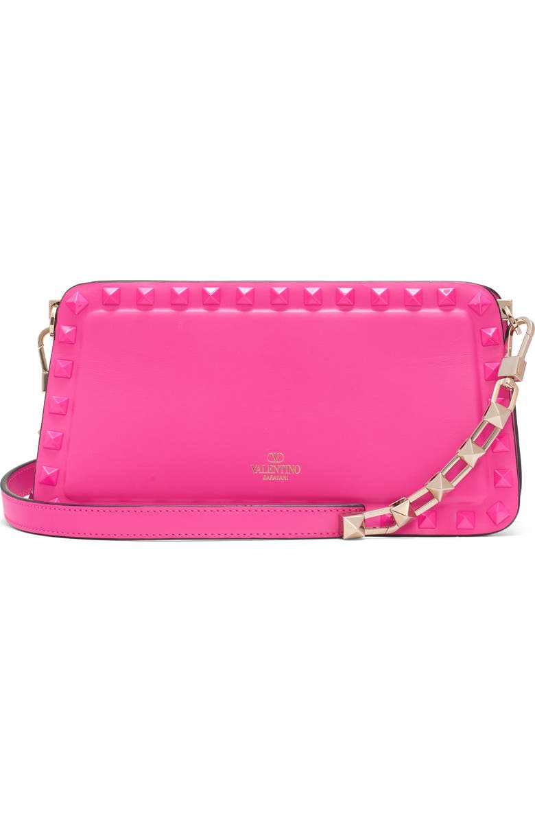 Valentino Garavani Rockstud Leather Clutch, Alternate, color,