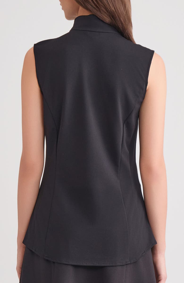 Misook Pima Cotton Sleeveless Stand Collar Shirt, Alternate, color, Black