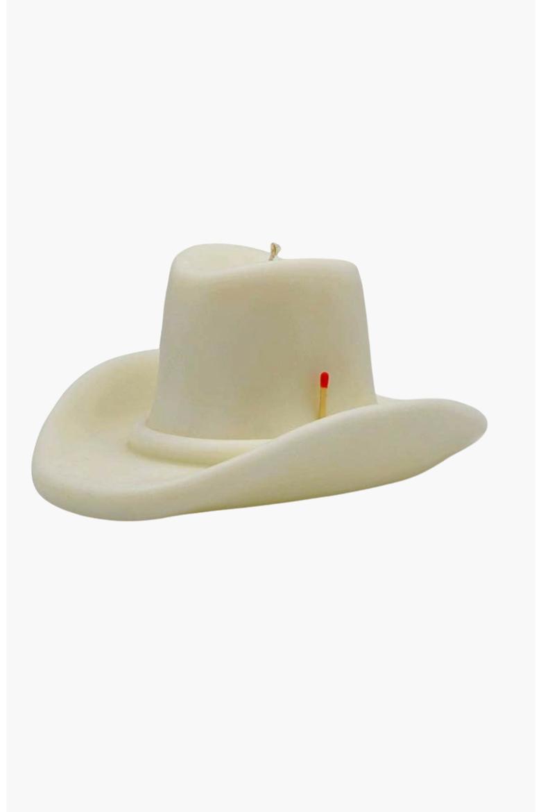 Belle Star Cowboy Hat Candle, Alternate, color, White