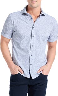Robert Graham Scrawl Knit Short Sleeve Button-Up Shirt