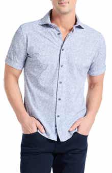 Robert Graham Scrawl Knit Short Sleeve Button-Up Shirt