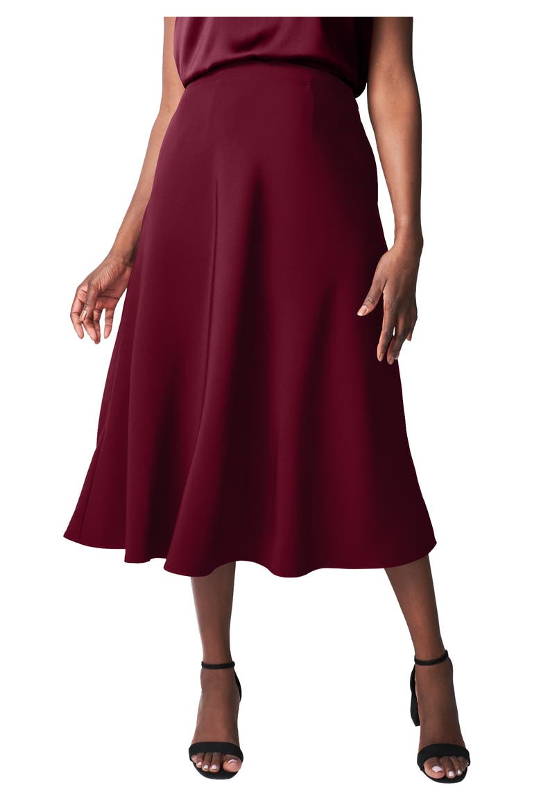 Bi-Stretch Swing Skirt, Main, color, MERLOT
