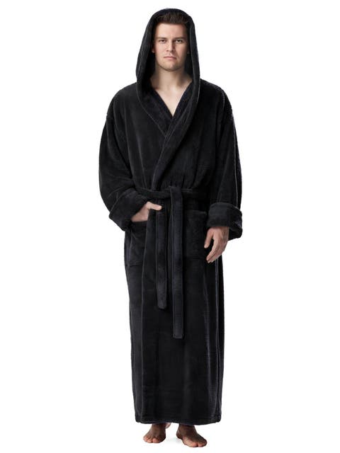 Men's Hooded Long Fleece Robe